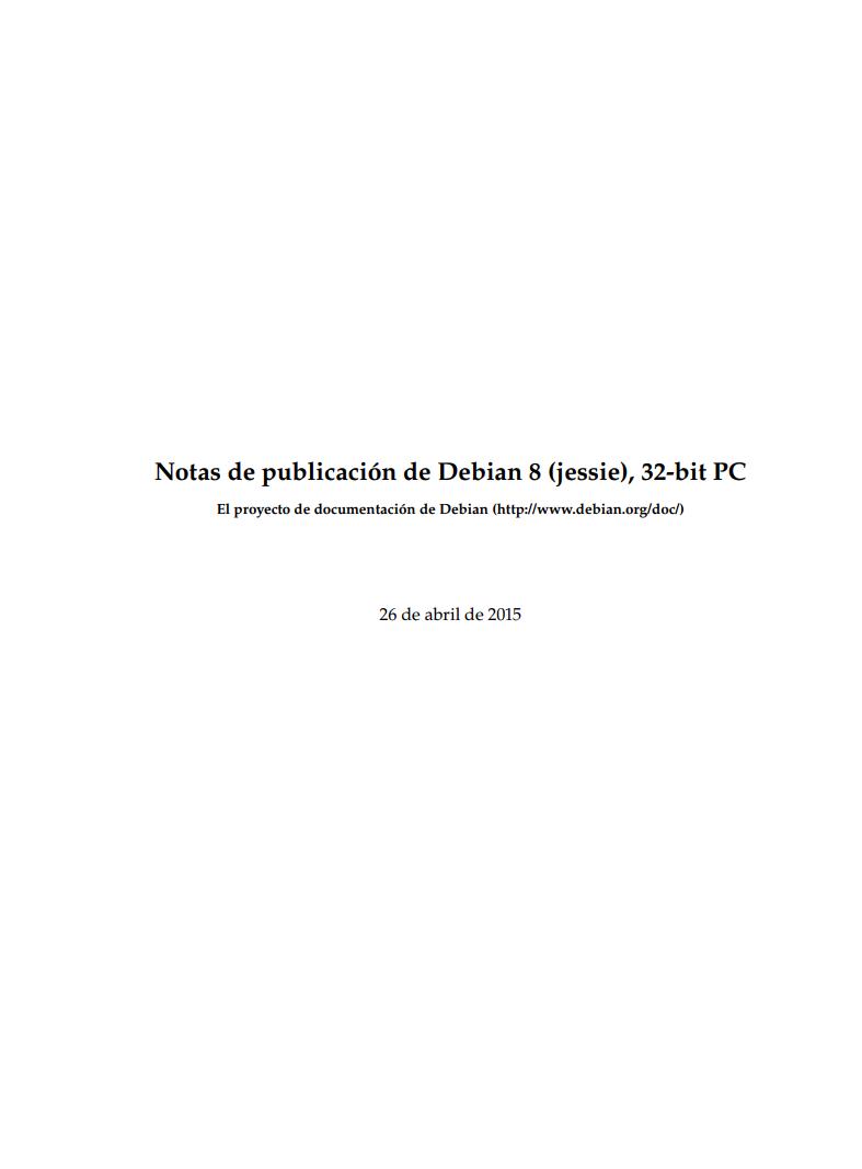 Imágen de pdf Notas de publicación de Debian 8 (jessie), 32-bit PC